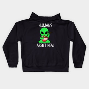 kawaii Alien's Eating Ramen Humans Aren't Real Space Kids Hoodie